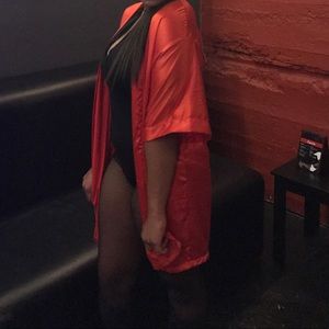 Red silk robe